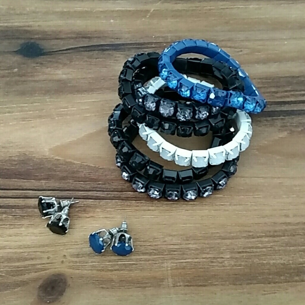 Bling Braclets and stud matching earrings